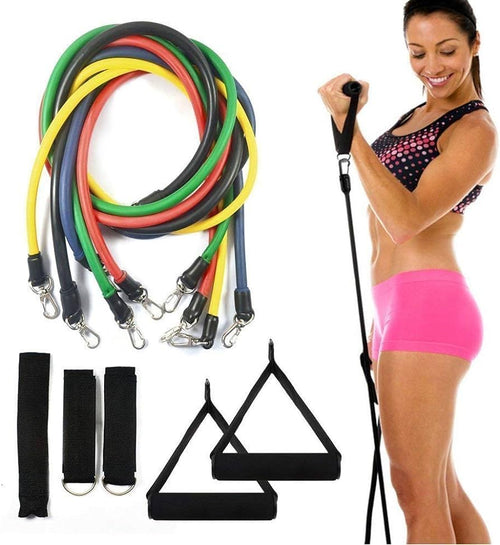 11 PCS Resistance Band Set - 5 in 1 Fitness Equipment for Home Gym Workout