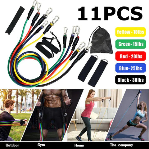 11 PCS Resistance Band Set - 5 in 1 Fitness Equipment for Home Gym Workout