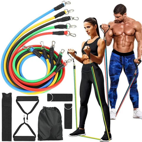 11 PCS Resistance Band Set - 5 in 1 Fitness Equipment for Home Gym Workout