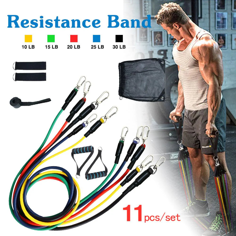11 PCS Resistance Band Set - 5 in 1 Fitness Equipment for Home Gym Workout