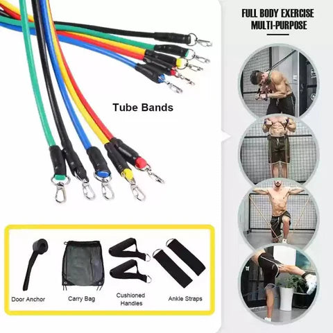 11 PCS Resistance Band Set - 5 in 1 Fitness Equipment for Home Gym Workout