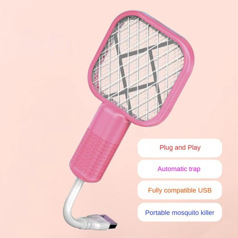 Mini USB Rechargeable Mosquito Racket with UV Light | Portable Electric Bug Zapper & Fly Swatter | Indoor & Outdoor