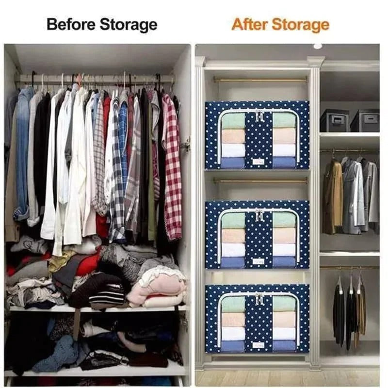 Foldable Metal Frame Clothes Storage Organizer Bag - NextSity