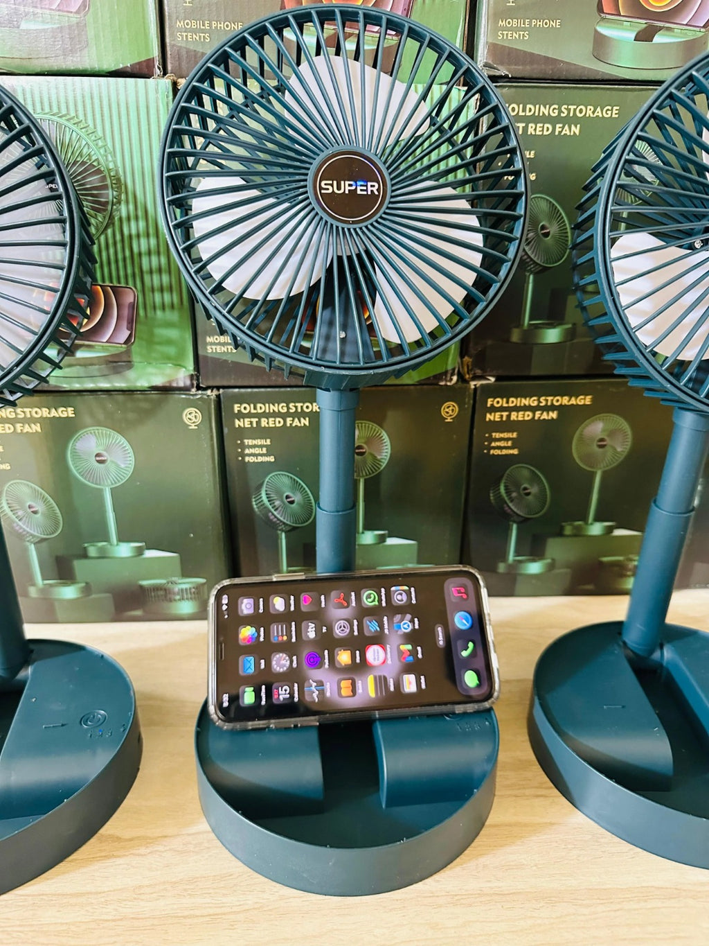 Rechargeable Telescopic Folding Table Fan - 3-Speed Portable Desk Fan | NextSity