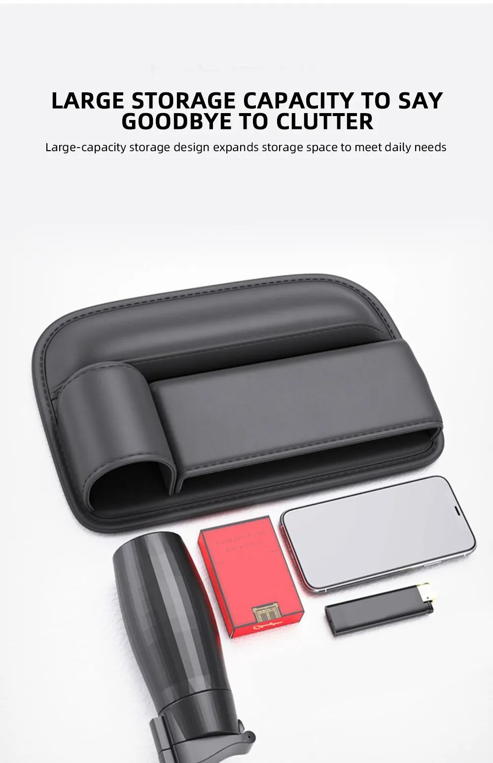 Pack of 2 - Multifunction Car Seat Gap Filler Premium Leather Organizer