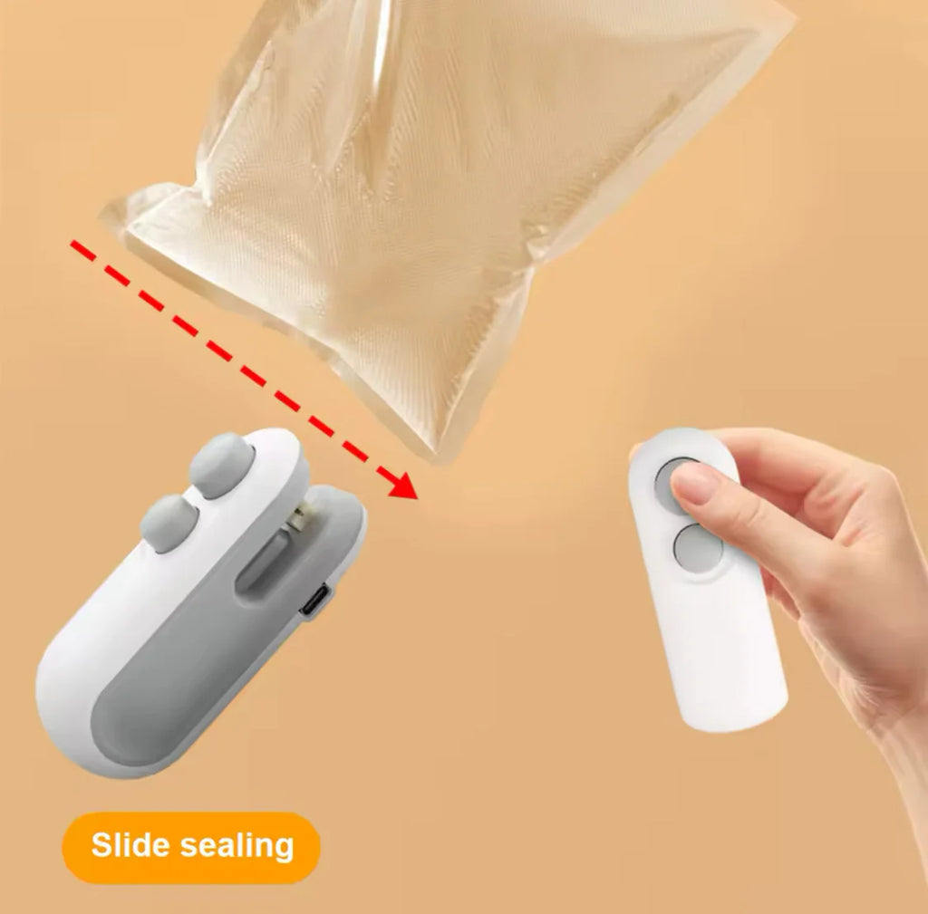 Rechargeable 2-in-1 Bag Sealer & Cutter - Mini Heat Sealer for Food Storage