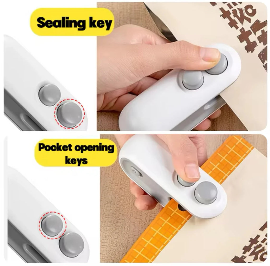 Rechargeable 2-in-1 Bag Sealer & Cutter - Mini Heat Sealer for Food Storage