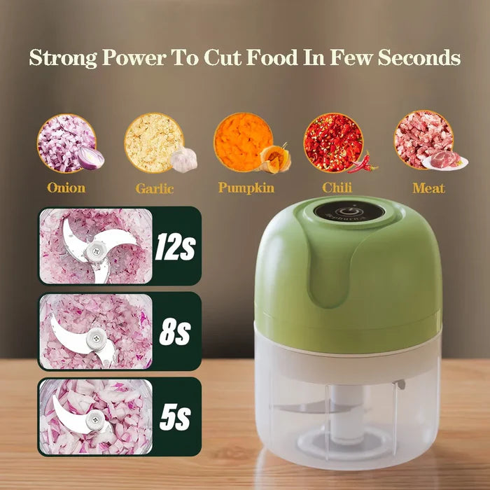 Electric Mini Garlic Chopper - Portable Food Processor for Kitchen