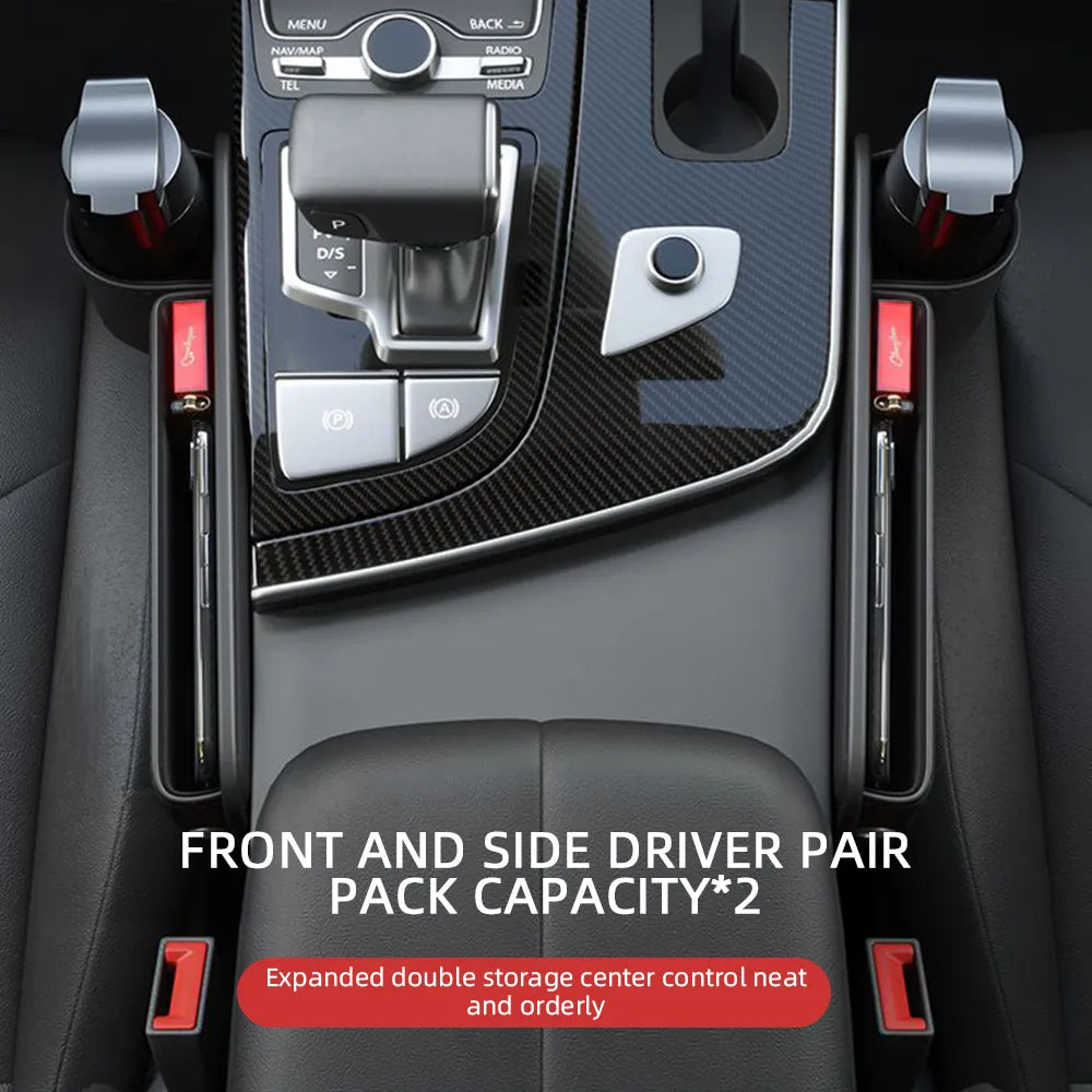 Pack of 2 - Multifunction Car Seat Gap Filler Premium Leather Organizer